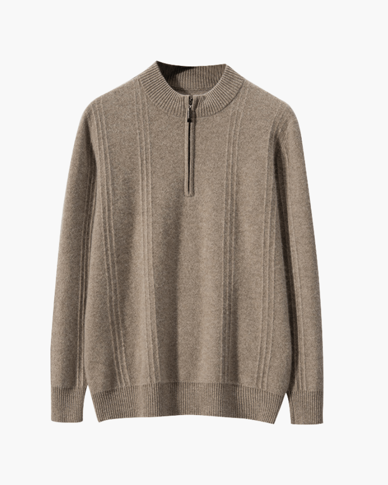 100% Cashmere Ribbed Half Zip - Sanvelier