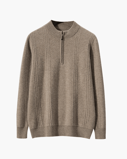 100% Cashmere Ribbed Half Zip - Sanvelier