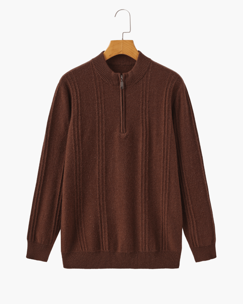 100% Cashmere Ribbed Half Zip - Sanvelier