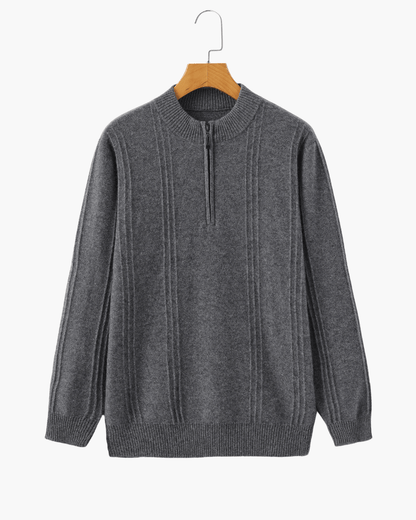 100% Cashmere Ribbed Half Zip - Sanvelier